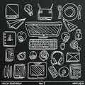 Chalkboard sketch work style, set icon 2. Vector illustration