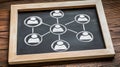 Chalkboard social network, interconnected nodes and lines symbolizing communication growth Royalty Free Stock Photo