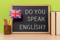 chalkboard with the text do you speak english? Royalty Free Stock Photo