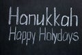 Chalkboard text Hanukkah Happy Holidays