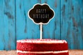 Chalkboard with the text happy birthday in a cake, with a retro Royalty Free Stock Photo