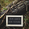 Chalkboard with the text our earth our future Royalty Free Stock Photo