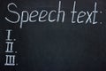 Chalkboard text Speech text and itemization