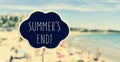 Chalkboard with the text summers end in a beach, filtered Royalty Free Stock Photo