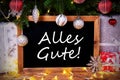 Chalkboard, Tree, Gift, Fairy Lights, Alles Gute Means Best Wishes