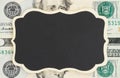 Chalkboard with USA twenty dollar bills background Royalty Free Stock Photo