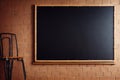 Chalkboard on wall, blank classroom blackboard.