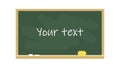 Chalkboard in a wooden frame with place for text. School board with chalk and sponge isolated on white background. Vector Royalty Free Stock Photo