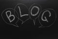 Chalkboard with a word Blog written in speech bubbles