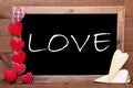 Chalkbord, Red And Yellow Hearts, Text Love