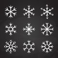 Chalked frozen snowflake symbol vector collection