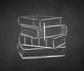 Chalked illustration of pile of books