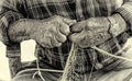 Chalki island  greece  fisherman monochrome Royalty Free Stock Photo