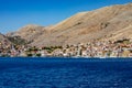 Chalki town center on Chalki island, Dodecanese islands, Greece day Royalty Free Stock Photo