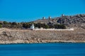 Wind mills on Chalki island, Greece Royalty Free Stock Photo