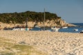 CHALKIDIKI, CENTRAL MACEDONIA, GREECE - AUGUST 25, 2014: Seascape of Kalamitsi Beach at Chalkidiki, Central Macedonia