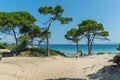 CHALKIDIKI, CENTRAL MACEDONIA, GREECE - AUGUST 26, 2014: Seascape of Karidi Beach Vourvourou at Sithonia peninsula, Chalkidiki