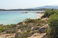 CHALKIDIKI, CENTRAL MACEDONIA, GREECE - AUGUST 26, 2014: Seascape of Lagonisi Beach at Sithonia peninsula, Chalkidiki Royalty Free Stock Photo