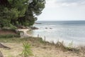 Seascape of Mikri Elia beach at Sithonia peninsula, Chalkidiki, Central M Royalty Free Stock Photo