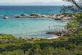 CHALKIDIKI, CENTRAL MACEDONIA, GREECE - AUGUST 26, 2014: Seascape of Orange Beach Kavourotripes at Sithonia peninsula