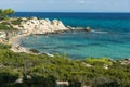 CHALKIDIKI, CENTRAL MACEDONIA, GREECE - AUGUST 26, 2014: Seascape of Orange Beach Kavourotripes at Sithonia peninsula, Chalkidiki