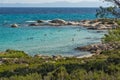 CHALKIDIKI, CENTRAL MACEDONIA, GREECE - AUGUST 26, 2014: Seascape of Orange Beach Kavourotripes at Sithonia peninsula, Chalkidiki