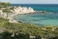 CHALKIDIKI, CENTRAL MACEDONIA, GREECE - AUGUST 26, 2014: Seascape of Orange Beach Kavourotripes at Sithonia peninsula, Chalkidiki