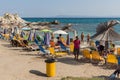 CHALKIDIKI, CENTRAL MACEDONIA, GREECE - AUGUST 26, 2014: Seascape of Orange Beach Kavourotripes at Sithonia peninsula, Chalkidiki