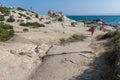 CHALKIDIKI, CENTRAL MACEDONIA, GREECE - AUGUST 26, 2014: Seascape of Orange Beach Kavourotripes at Sithonia peninsula, Chalkidiki