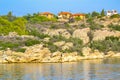 Rocky coast Ammouliani island Chalkidiki Aegean Sea Greece Royalty Free Stock Photo