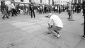 Chalking on the pavements in Trafalgar Square London