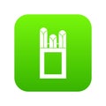 Chalks in carton box icon digital green