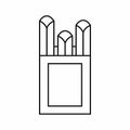 Chalks in carton box icon, outline style