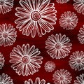 Chalky daisies on an abstract ruby background