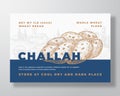 Challah Bread Label Template. Abstract Vector Packaging Design Layout. Modern Typography Banner with Hand Drawn Loaf and Royalty Free Stock Photo