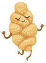 Challah cartoon bakery mascot. Funny bread character