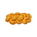 Challah, holiday jewish braided loaf. Saturday bread on isolated background. Vector cartoon illustration of food.