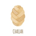 Challah icon in flat style. Royalty Free Stock Photo