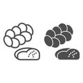 Challah line and solid icon. Jewish pastry, bread loaf symbol, outline style pictogram on white background. Bakery shop Royalty Free Stock Photo