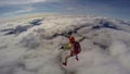 Challenge. Brave people prefer active sports. Sky jump like a hobby of extreme people. Parachutist in professional equipment.