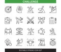 Challenge editable stroke icon set