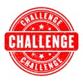 Challenge rubber stamp, red color, grunge texture