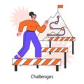 Challenge. Self-motivation and efficacy. Character overcoming obstacles