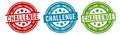 Challenge stamp badge. Rround isolated challenge sign. Challenge label set