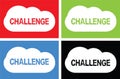 CHALLENGE text, on cloud bubble sign.