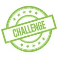 CHALLENGE text written on green vintage stamp