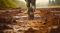 Marching Through Challenges, Army Boot Stepping in the Dirt, Generative AI