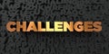 Challenges - Gold text on black background - 3D rendered royalty free stock picture