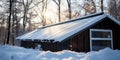 Challenges of Solar Energy in Winter Diminished Sunlight Affecting Efficiency of Snow Covered Solar Panels against a Backdrop of Royalty Free Stock Photo