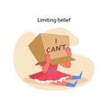 Challenging self-limiting beliefs concept. Flat vector illustration